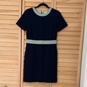 Tory Burch Navy Mini Dress with Sage Trim
